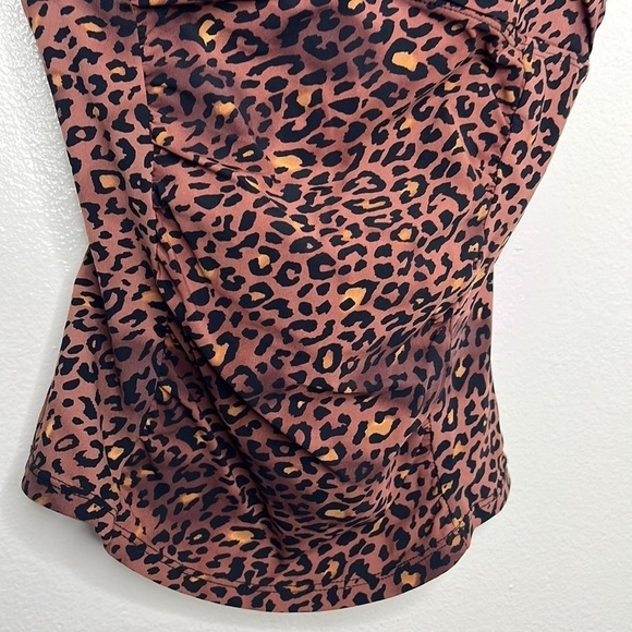 Assets by Spanx Brown Leopard Print Swim Tankini Top Women's Sz S - Picture 2 of 6